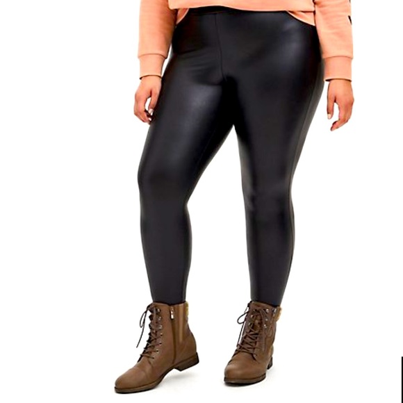 torrid Pants - Torrid Platinum Legging Faux Leather Fleece Lined Black 3